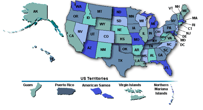 Map with links to states